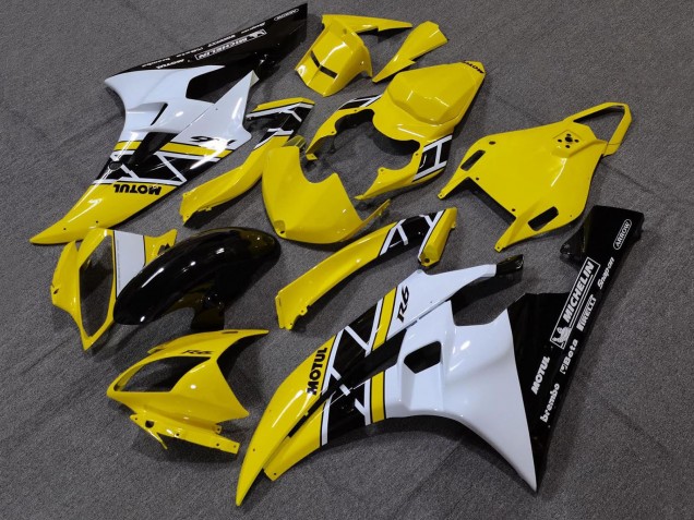 Carenados Moto Yamaha YZF R6 2006-2007 - Amarillo Blanco Negro Brillante Motul Michelin Baratos