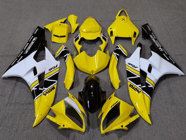 Carenados Moto Yamaha YZF R6 2006-2007 - Amarillo Blanco Negro Brillante Motul Michelin Baratos
