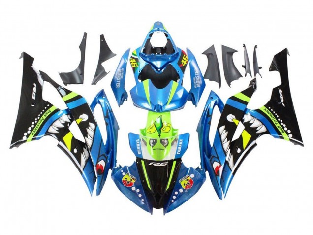 Carenados Moto Yamaha YZF R6 2008-2016 - Azul Verde Negro Brillante Tiburón Baratos