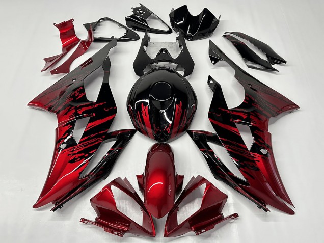 Carenados Moto Yamaha YZF R6 2008-2016 - Rojo Negro Brillante Fade Baratos