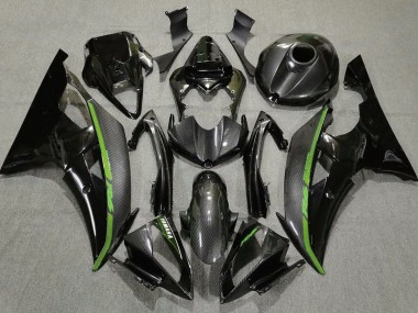 Carenados Moto Yamaha YZF R6 2008-2016 - Negro FibraCarbono Estilo Verde Baratos