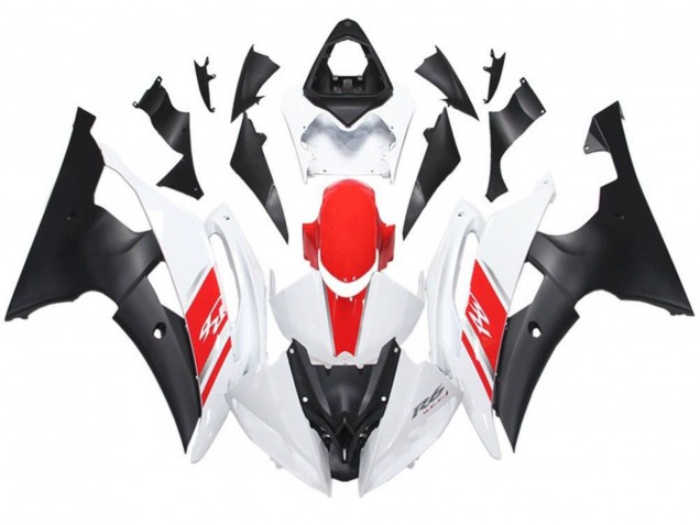 Carenado Moto Yamaha YZF R6 2008-2016 - Blanco Rojo Negro Mate Baratos