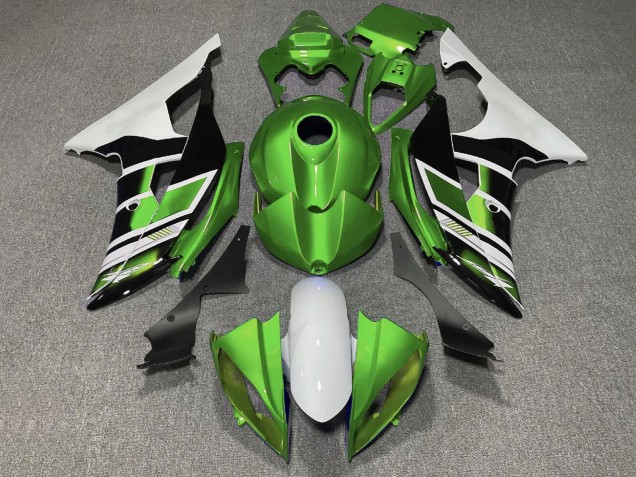 Carenados Moto Yamaha YZF R6 2008-2016 - Blanco Verde Negro Brillante Raya Baratos