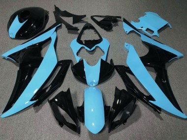 Carenados Moto Yamaha YZF R6 2008-2016 - Azul Claro Negro Brillante Baratos