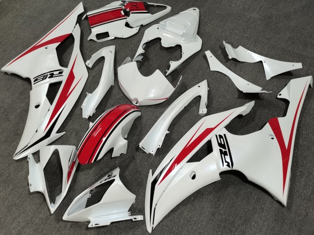 Carenado Moto Yamaha YZF R6 2008-2016 - Blanco Perla Rojo Baratos
