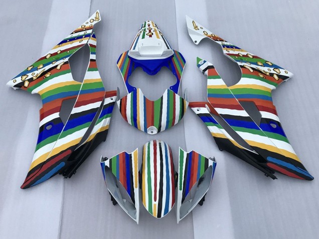 Carenados Moto Yamaha YZF R6 2008-2016 - Blanco Azul Verde Amarillo Rojo Arcoíris Raya Baratos