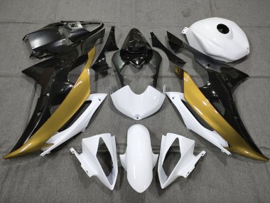 Carenados Moto Yamaha YZF R6 2008-2016 - Blanco Oro Negro Brillante Baratos