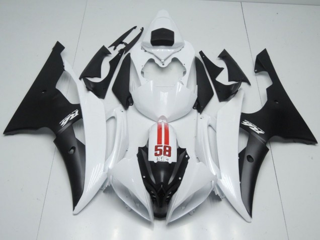 Carenados Moto Yamaha YZF R6 2008-2016 - Blanco Rojo Negro Mate 58 Baratos