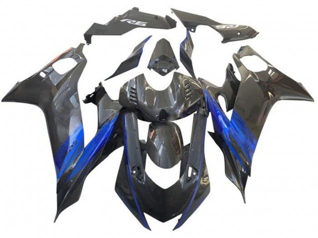 Carenado Moto Yamaha YZF R6 2017-2023 - Azul Negro Falso FibraCarbono Baratos