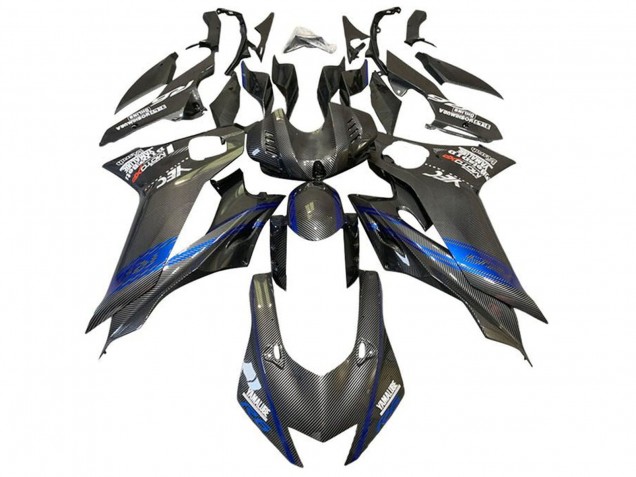 Carenados Moto Yamaha YZF R6 2017-2023 - Azul Negro Falso FibraCarbono Baratos