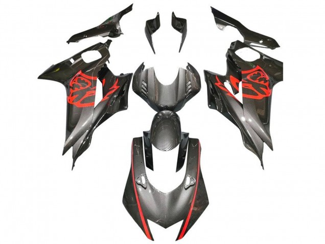 Carenados Moto Yamaha YZF R6 2017-2023 - Rojo Negro Falso FibraCarbono Baratos