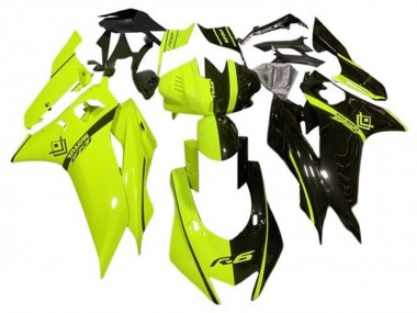 Carenados Moto Yamaha YZF R6 2017-2023 - Neon Amarillo Negro Brillante Dividir Baratos