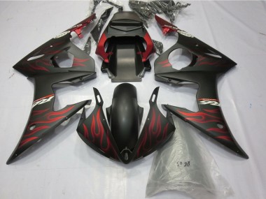 Carenados Moto Yamaha YZF R6 2005 - Negro Mate Rojo Mate Llama Baratos
