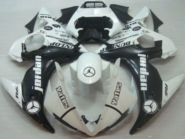 Carenados Moto Yamaha YZF R6 2005 - Blanco Negro Brillante Jordan Dunlop Baratos
