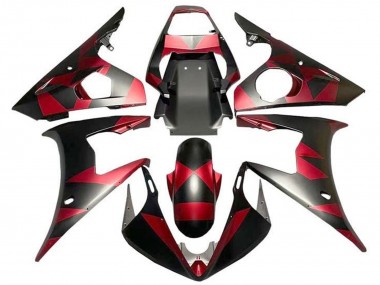 Carenados Moto Yamaha YZF R6 2003-2004 - Rojo Negro Mate Geométrico Baratos