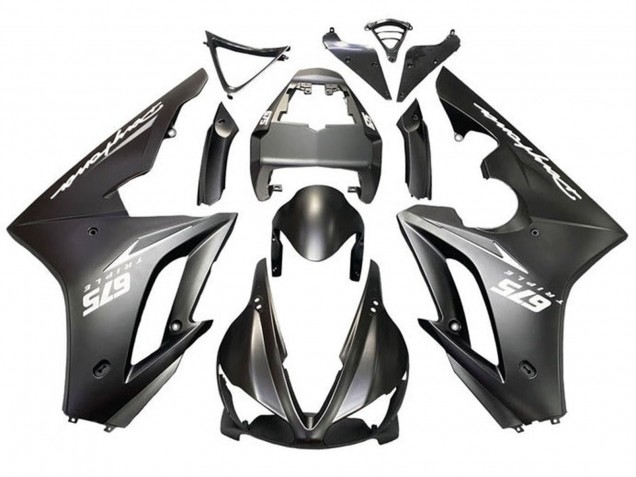 Carenados Moto Triumph Daytona 675 Triple 2009-2012 - Negro Mate Blanco Calcomanías Baratos