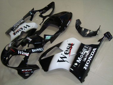 Carenados Moto Honda VTR1000 2000-2006 - Negro Brillante Blanco West Baratos
