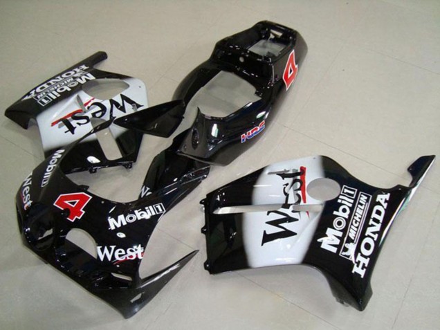 Carenados Moto Honda CBR250RR MC19 1988-1989 - Negro Brillante Blanco West Mobil HRC 4 Baratos