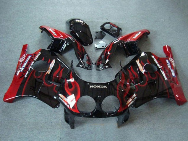 Carenados Moto Honda CBR250RR MC22 1990-1998 - Negro Brillante Rojo Llama Baratos