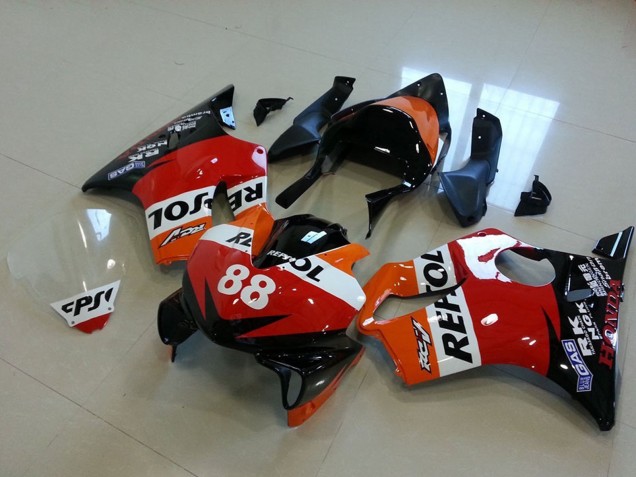 Carenados Moto Honda CBR600 F4i 2001-2003 - Naranja Blanco Rojo Negro Brillante Carrera Repsol 88 Baratos