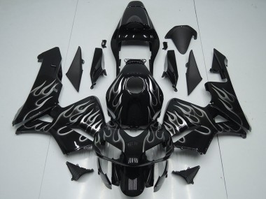 Carenados Moto Honda CBR600RR 2005-2006 - Negro Brillante Plata Llama Baratos