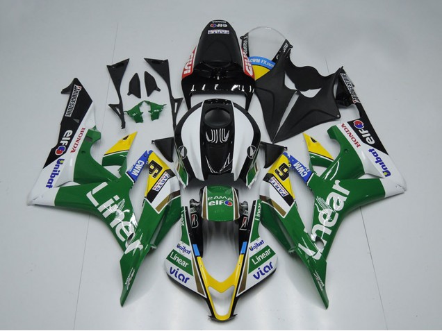 Carenados Moto Honda CBR600RR 2007-2008 - Verde Blanco Negro Brillante Línear Baratos