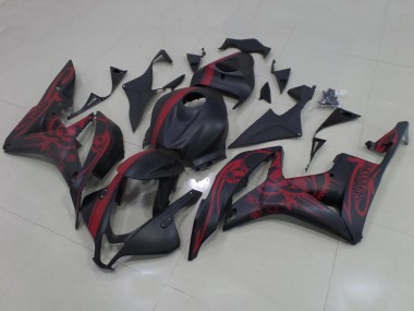 Carenados Moto Honda CBR600RR 2007-2008 - Negro Mate Rojo Cráneo Raya Baratos