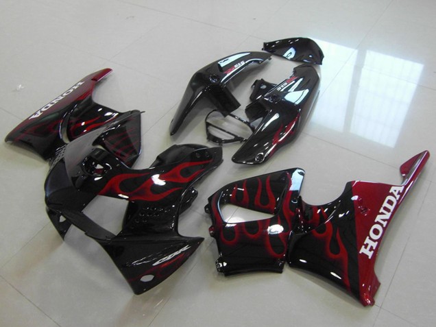 Carenados Moto Honda CBR900RR 919 1998-1999 - Negro Brillante Rojo Llama Baratos