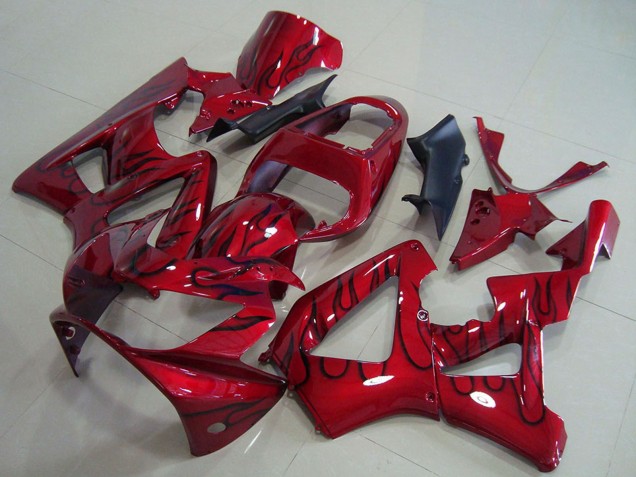 Carenados Moto Honda CBR900RR 929 2000-2001 - Rojo Negro Brillante Llama Baratos