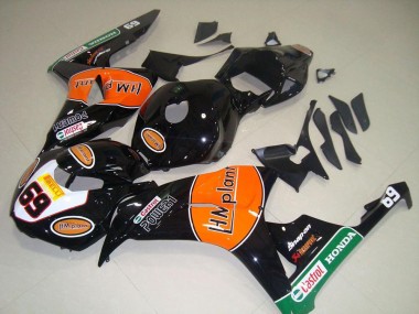 Carenados Moto Honda CBR1000RR 2006-2007 - Negro Brillante Naranja Verde Hm Plant Carrera 69 Baratos