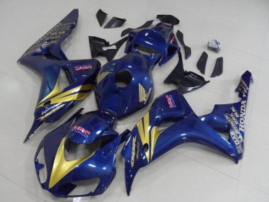 Carenados Moto Honda CBR1000RR 2006-2007 - Azul Oscuro Oro Raya Baratos