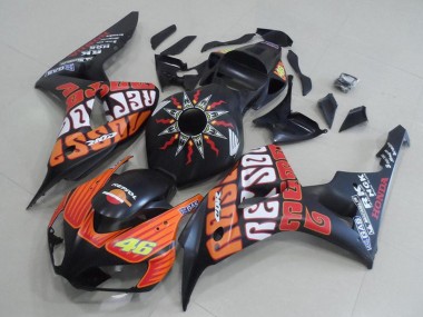 Carenados Moto Honda CBR1000RR 2006-2007 - Negro Mate Naranja Rossi 46 Baratos
