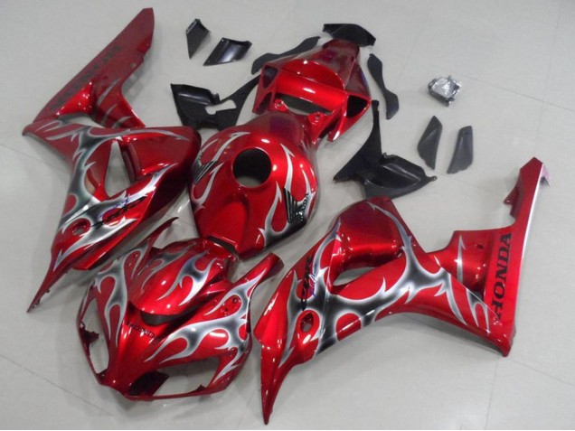 Carenados Moto Honda CBR1000RR 2006-2007 - Rojo Negro Plata Llama Baratos