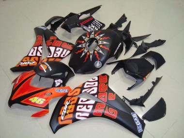 Carenados Moto Honda CBR1000RR 2008-2011 - Negro Mate Naranja Rossi Repsol 46 Baratos