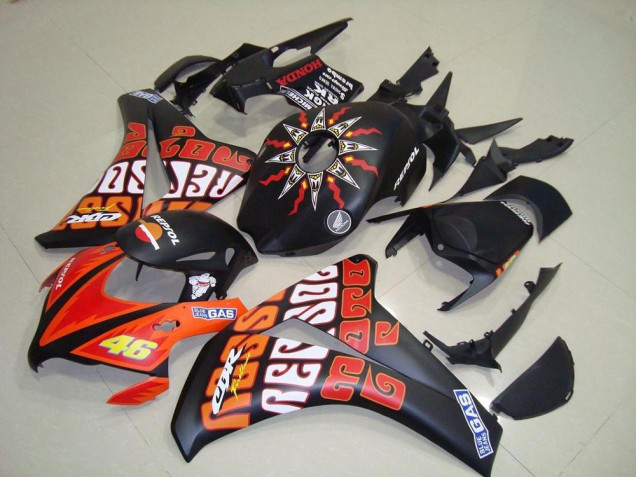 Carenados Moto Honda CBR1000RR 2008-2011 - Negro Mate Naranja Rossi Repsol 46 Baratos