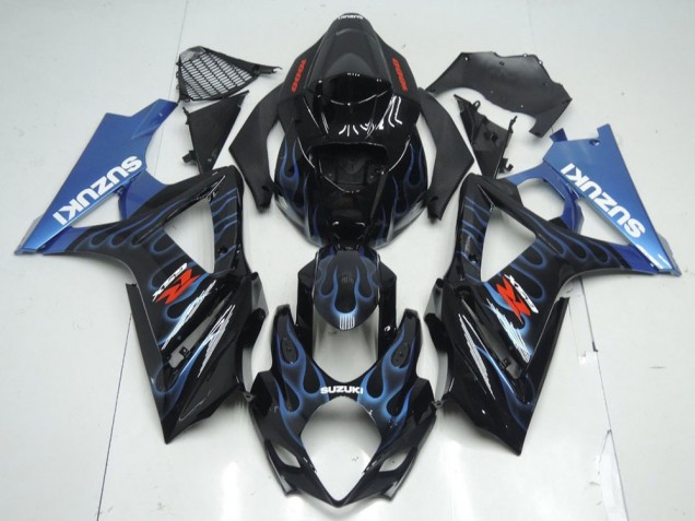 Kits Carenado Moto Suzuki GSXR 1000 2007-2008 - Negro Brillante Azul Llama Baratos