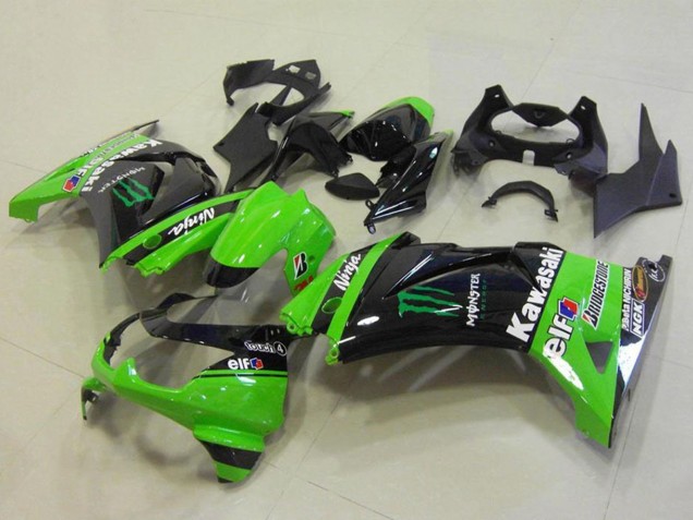 Carenados Moto Kawasaki ZX250R 2008-2012 - Verde Negro Brillante Elf Monstruo Bridgestone Baratos