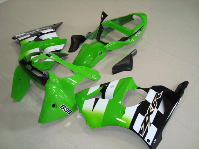 Carenados Moto Kawasaki ZX6R 2000-2002 - Verde Blanco Negro 636 Baratos