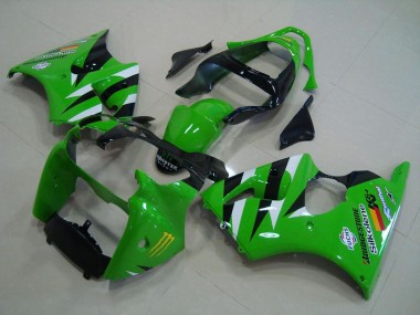 Carenados Moto Kawasaki ZX6R 2000-2002 - Verde Blanco Negro Brillante Baratos