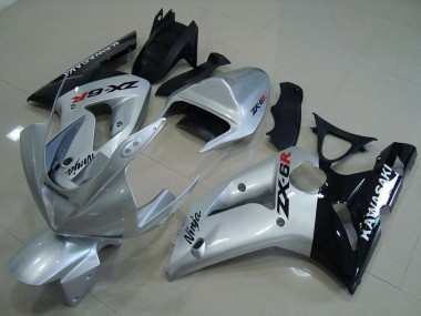Carenados Moto Kawasaki ZX6R 2003-2004 - Plata Negro Brillante Baratos