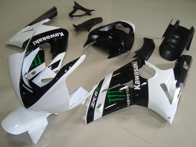 Carenados Moto Kawasaki ZX6R 2003-2004 - Blanco Negro Brillante Verde Monstruo Baratos