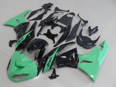 Carenados Moto Kawasaki ZX6R 2009-2012 - Verde Claro Negro Brillante Baratos
