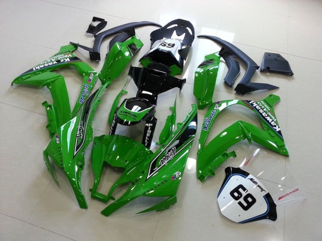 Carenados Moto Kawasaki ZX10R 2011-2015 - Verde Negro Brillante Elf Henleys Vent-Axia 69 Baratos
