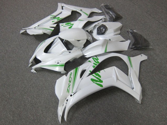 Carenado Moto Kawasaki ZX10R 2016-2020 - Blanco Perla Verde Baratos