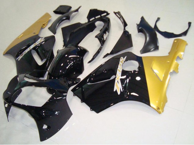 Carenados Moto Kawasaki ZX12R 2000-2001 - Negro Brillante Oro Baratos