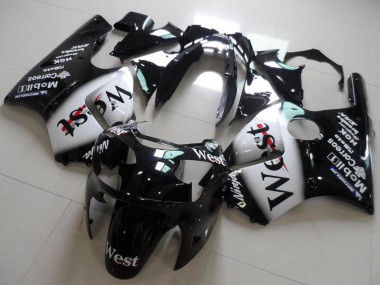 Carenados Moto Kawasaki ZX12R 2000-2001 - Negro Brillante Blanco West Baratos