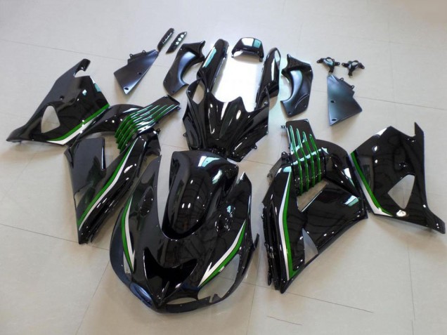 Carenados Moto Kawasaki ZX14R ZZR1400 2006-2011 - Negro Brillante Verde Línea Baratos