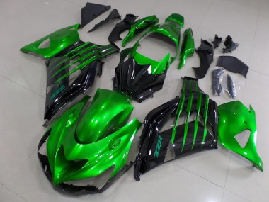 Carenados Moto Kawasaki ZX14R ZZR1400 2012-2024 - Verde Negro Brillante Baratos