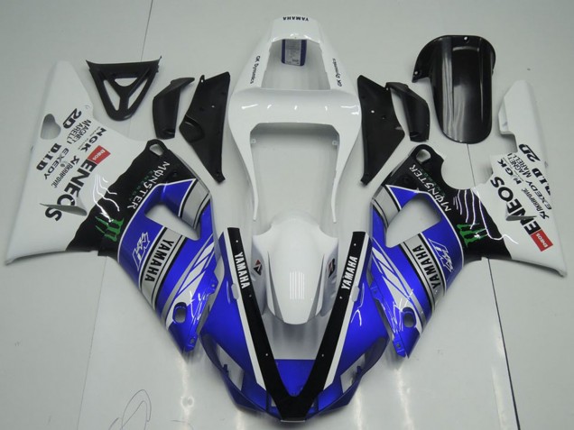 Carenados Moto Yamaha YZF R1 2000-2001 - Blanco Azul Negro ENEOS Monstruo Baratos