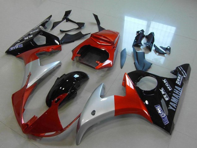 Carenados Moto Yamaha YZF R6 2003-2004 - Rojo Plata Negro Brillante Baratos